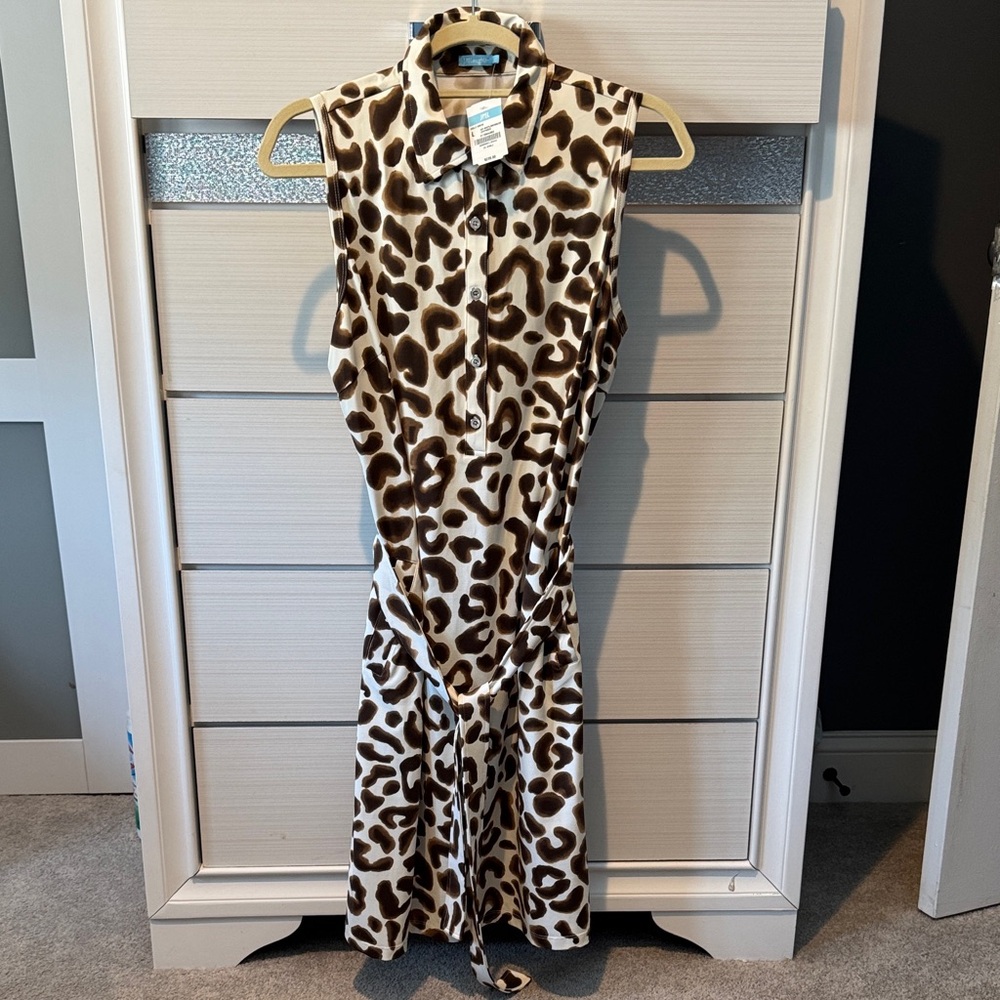 J. McLaughlin Brown and Cream Animal Print Dress